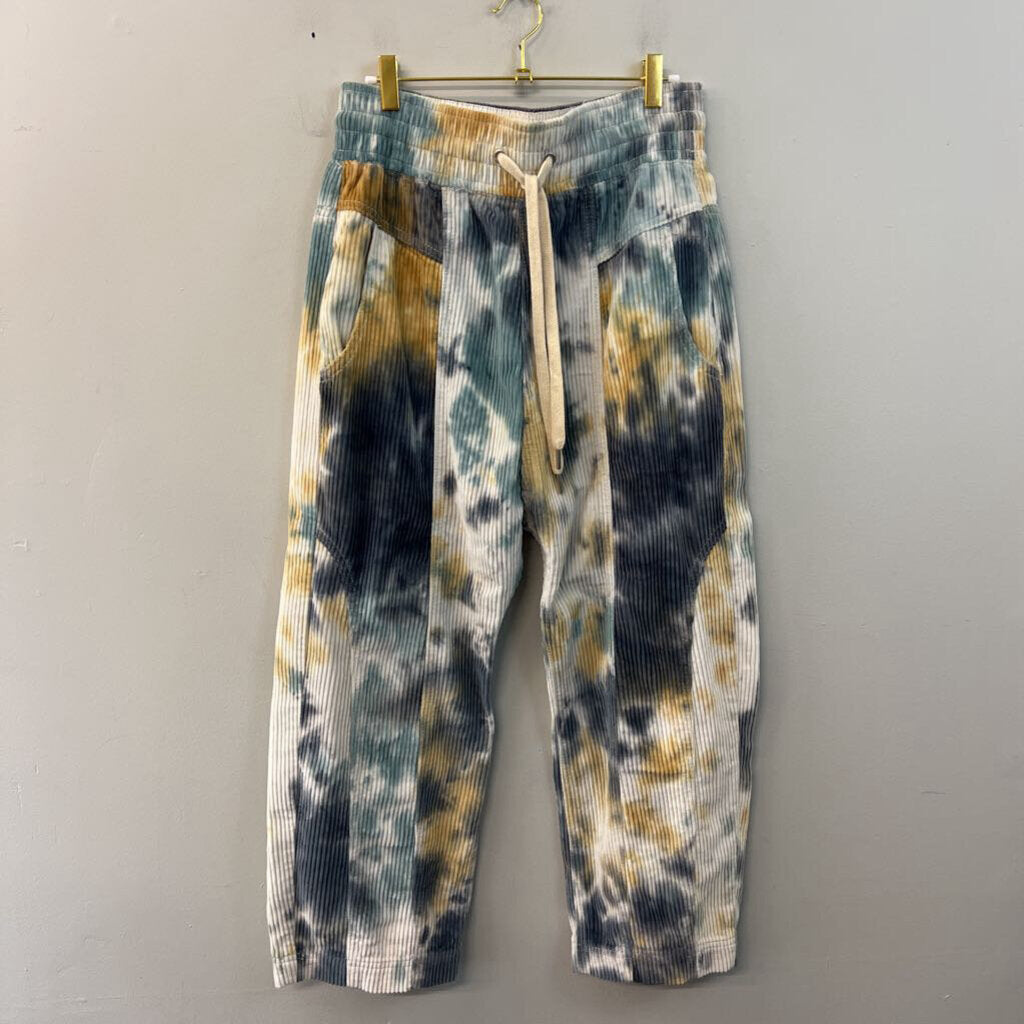 We The Free White/ Blue Tie Dye Corduroy Pull On Pants Small