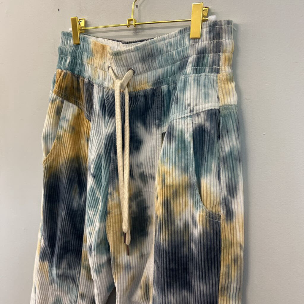 We The Free White/ Blue Tie Dye Corduroy Pull On Pants Small