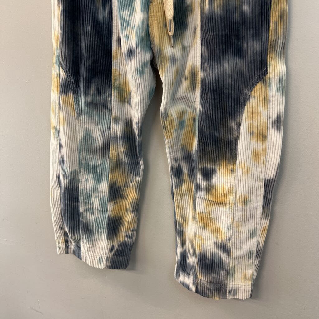 We The Free White/ Blue Tie Dye Corduroy Pull On Pants Small