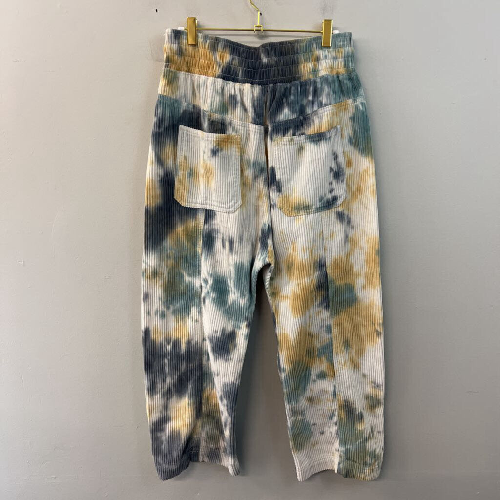 We The Free White/ Blue Tie Dye Corduroy Pull On Pants Small