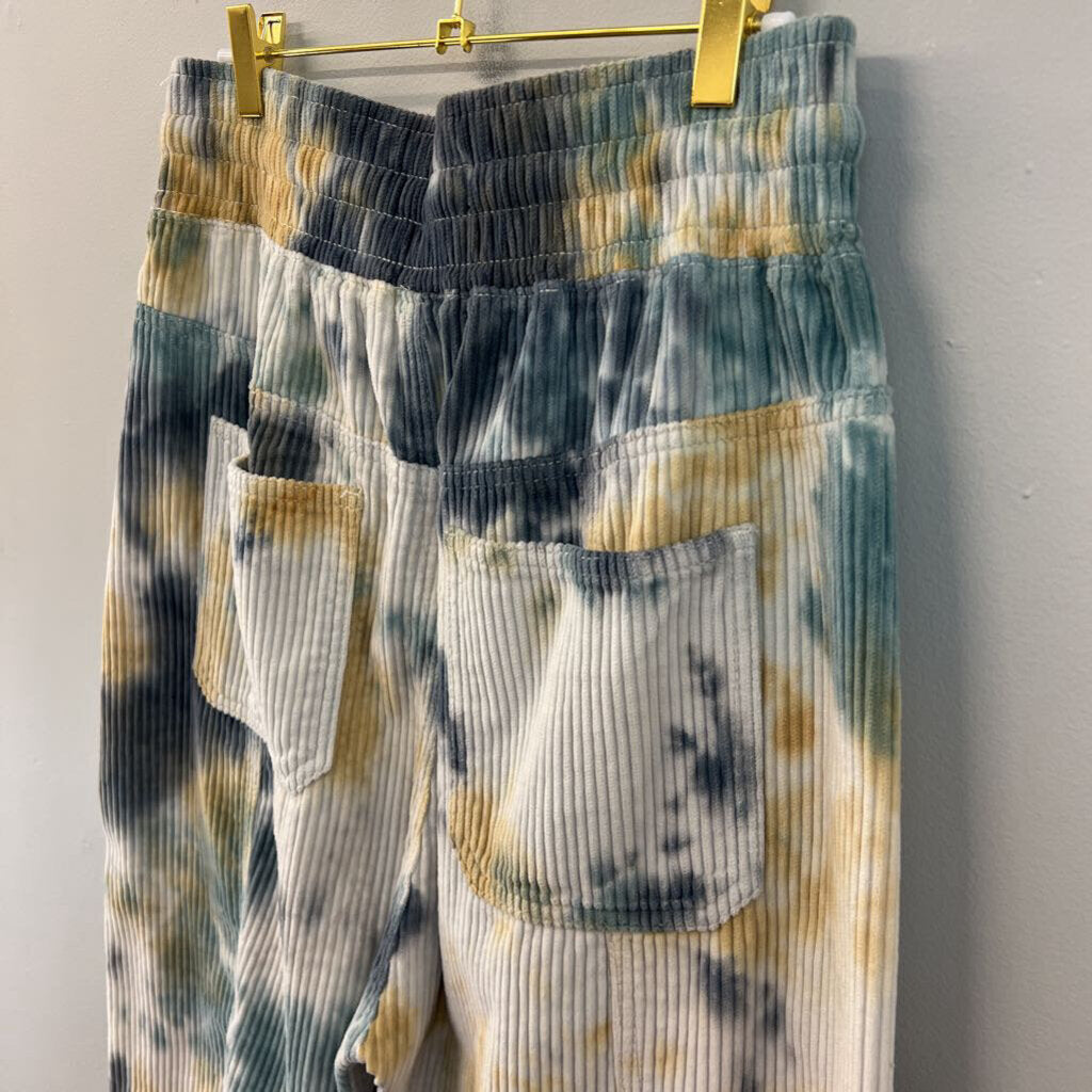 We The Free White/ Blue Tie Dye Corduroy Pull On Pants Small