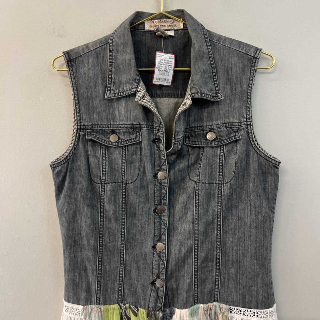 Reckless Angel Sleeveless Denim Top/ Print Bottom Long Top 12