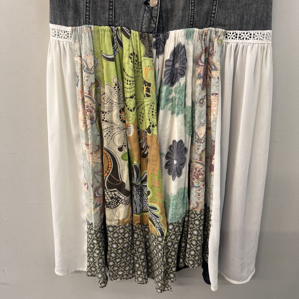 Reckless Angel Sleeveless Denim Top/ Print Bottom Long Top 12