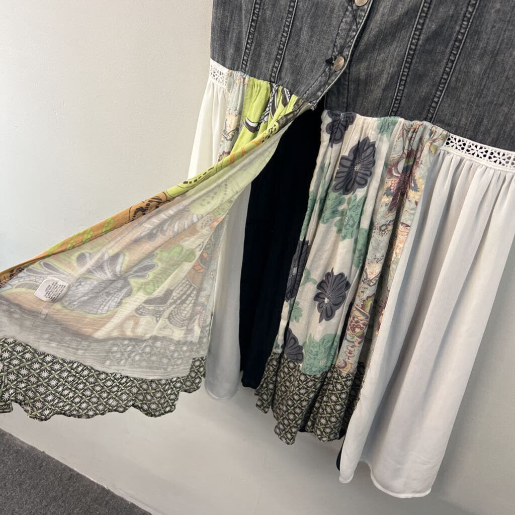 Reckless Angel Sleeveless Denim Top/ Print Bottom Long Top 12