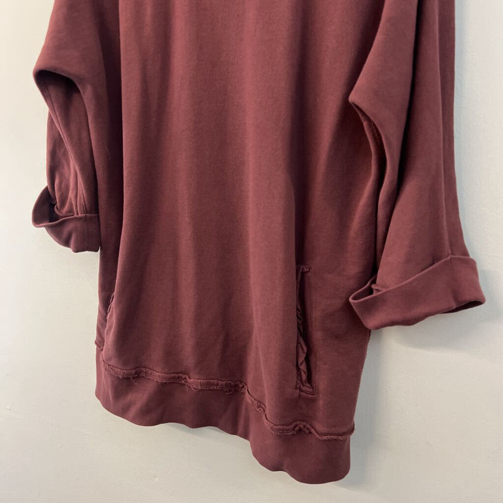 Soft Surroundings Burgundy Long Sleeve Oversized Top Medium