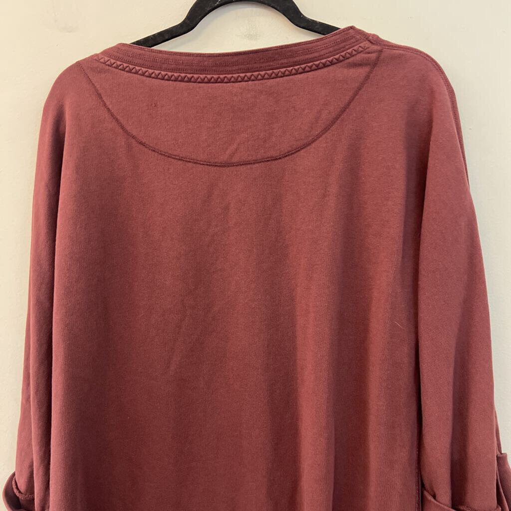 Soft Surroundings Burgundy Long Sleeve Oversized Top Medium