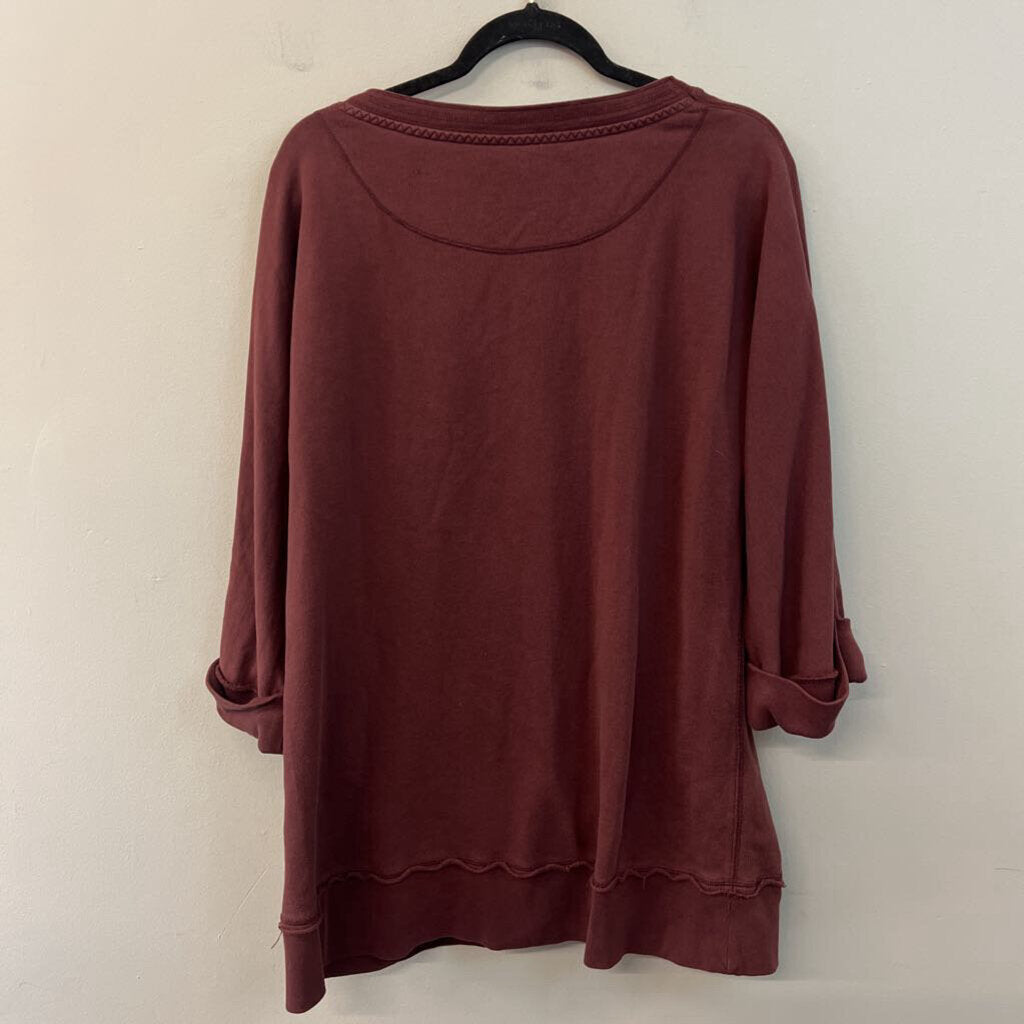 Soft Surroundings Burgundy Long Sleeve Oversized Top Medium