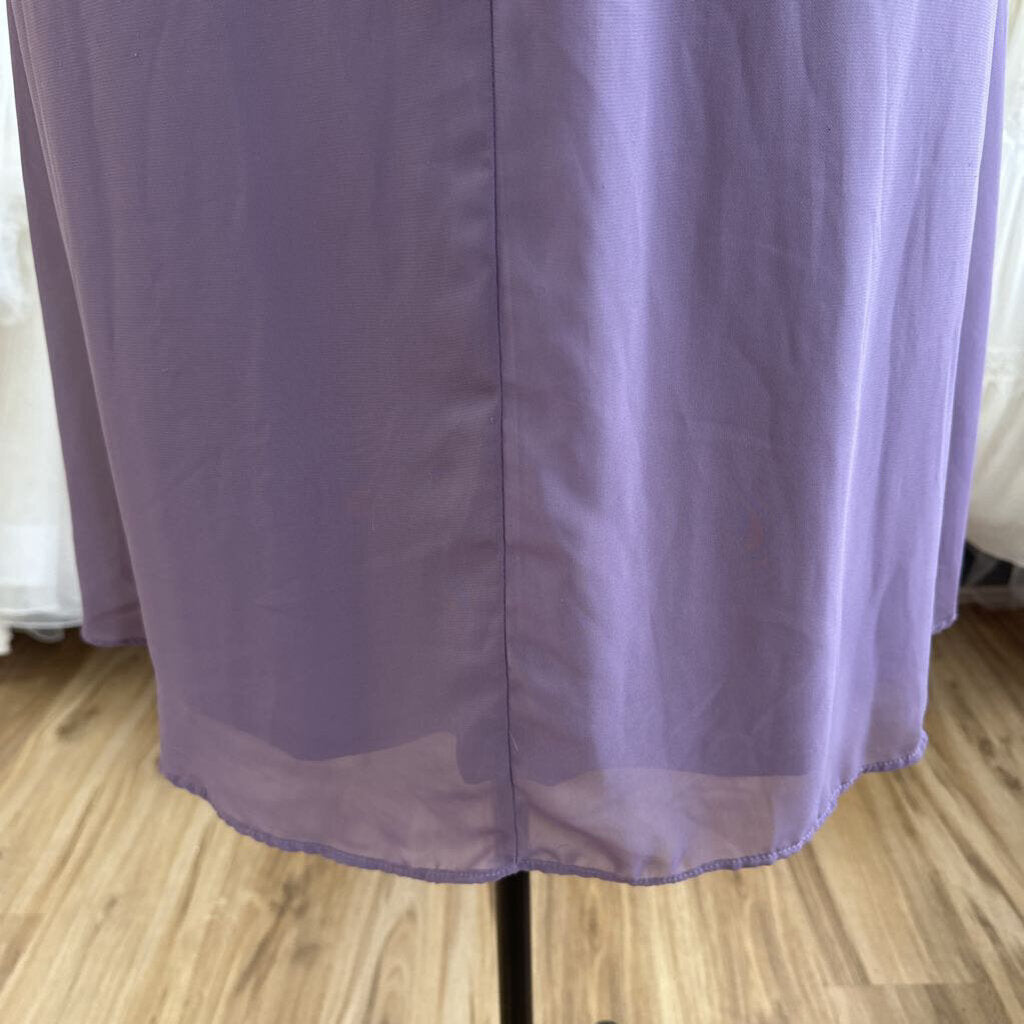 R&M Richards Purple Lace Top Tea Length Formal Dress 18W