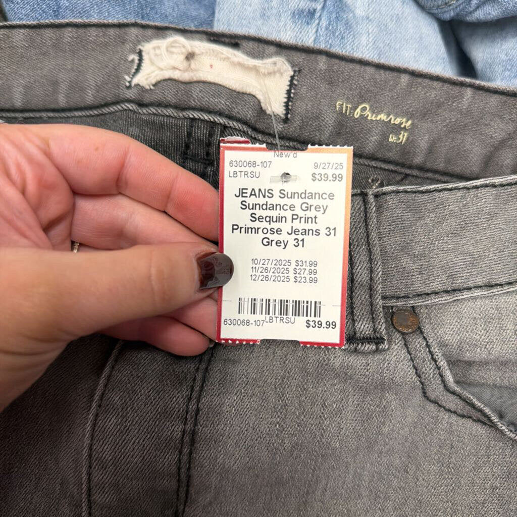 Sundance Grey Sequin Print Primrose Jeans 31