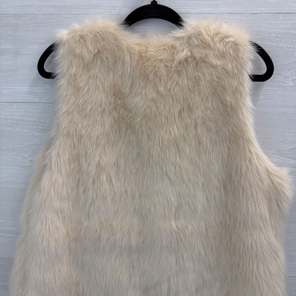 Altar'd State Cream Faux Fur Open Front Vest Top Large