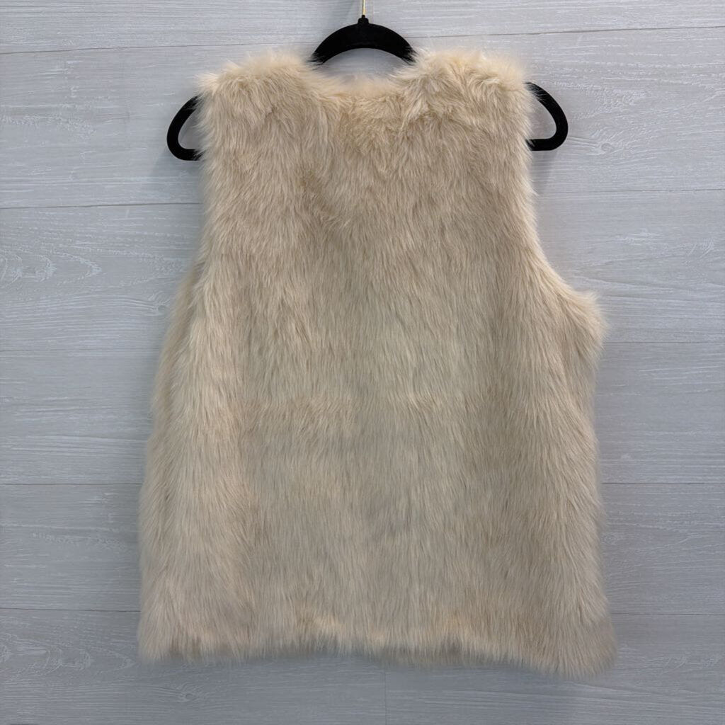 Altar'd State Cream Faux Fur Open Front Vest Top Large