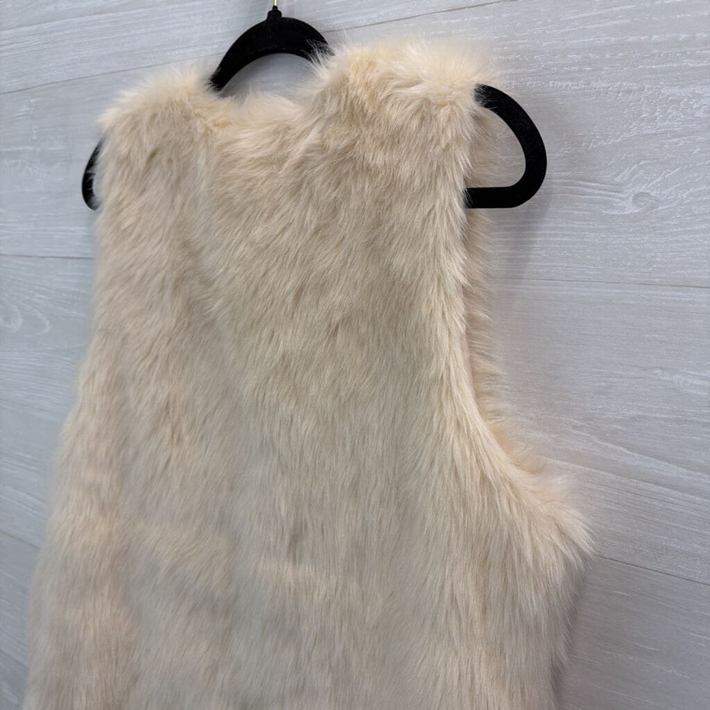 Altar'd State Cream Faux Fur Open Front Vest Top Large