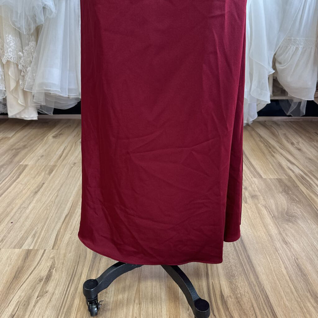 Alyce Burgundy Beaded Detail High Neck Long Formal Dress 10