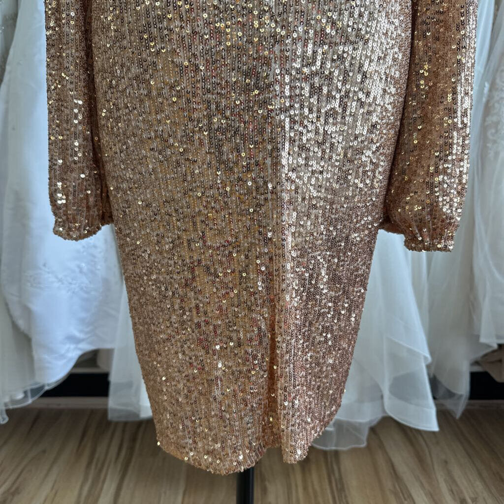 Preston and York Gold Sequin Long Sleeve Dress 18