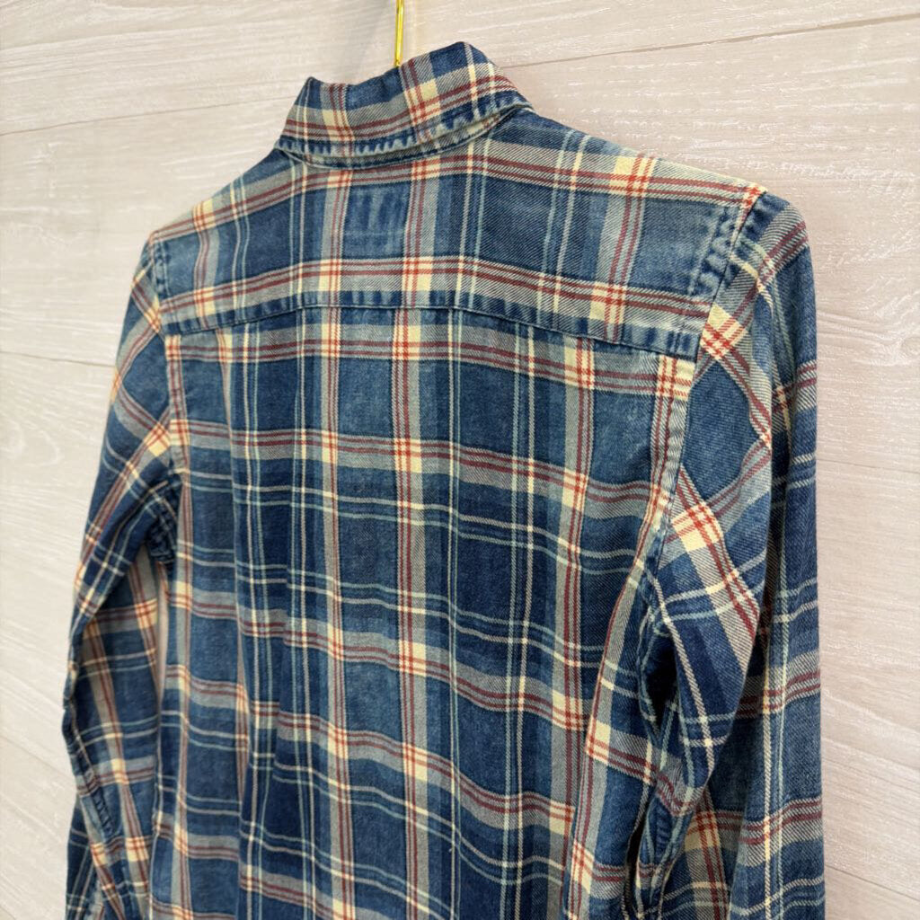 Ralph Lauren Blue/ Beige Plaid Long Sleeve Button Down Top Extra Small