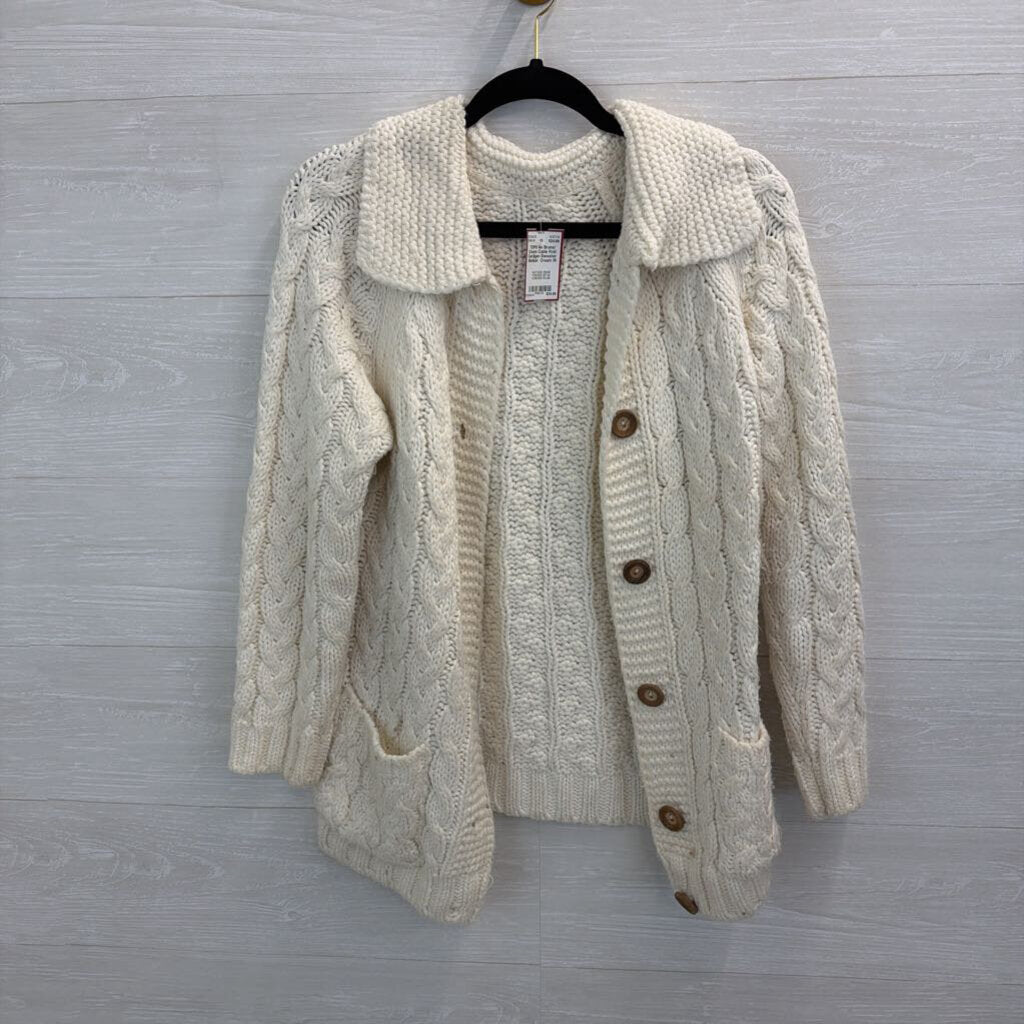 Cream Cable Knit Cardigan Sweater Medium