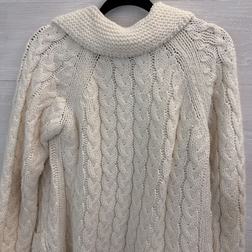 Cream Cable Knit Cardigan Sweater Medium