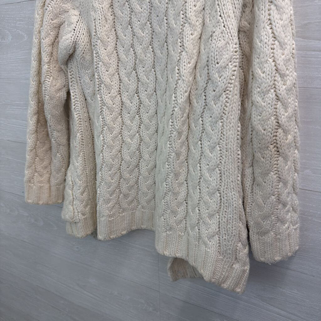Cream Cable Knit Cardigan Sweater Medium