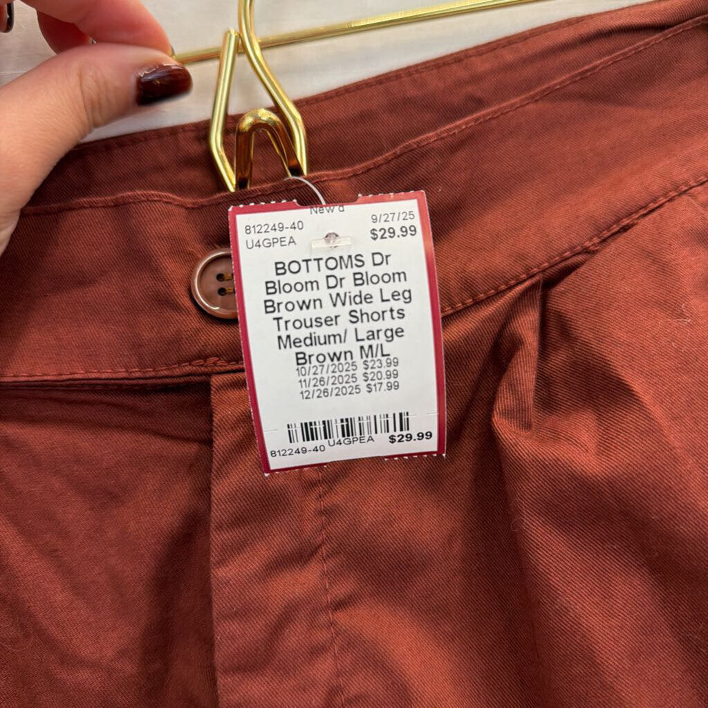 Dr Bloom Brown Wide Leg Trouser Shorts Medium/ Large