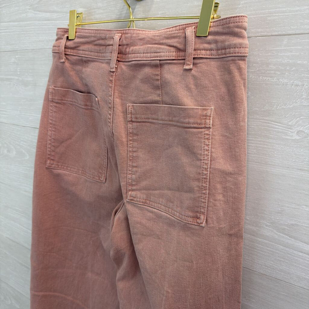 Zara Pink Denim Wide Leg Jeans 8