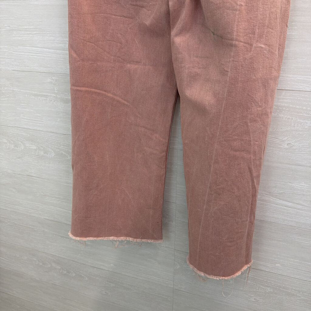 Zara Pink Denim Wide Leg Jeans 8