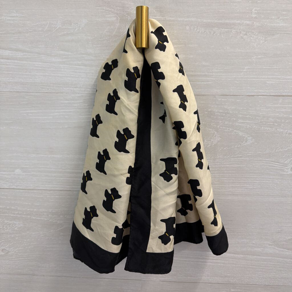 Agatha Paris 100% Silk Cream/ Black Scottish Terrier Dog Scarf