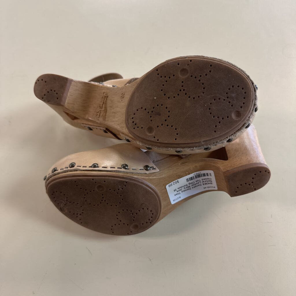 Dansko Thea Natural Leather Mary Jane Closed Toe Clog Sandals 36