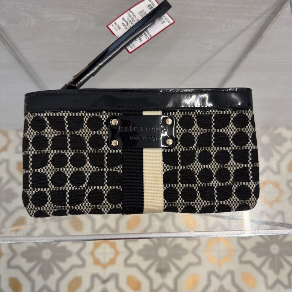 Kate Spade Black/ Cream Classic Noel Chrissy Wristlet