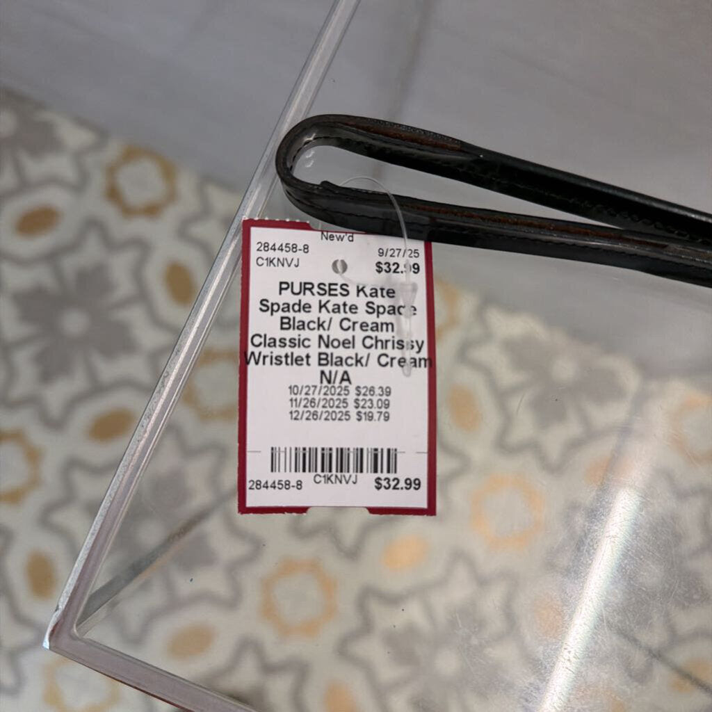 Kate Spade Black/ Cream Classic Noel Chrissy Wristlet