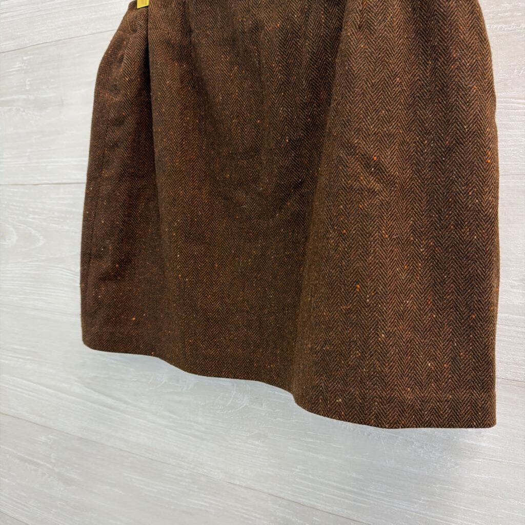 J Crew Brown Tweed Side Button Skirt Extra Small