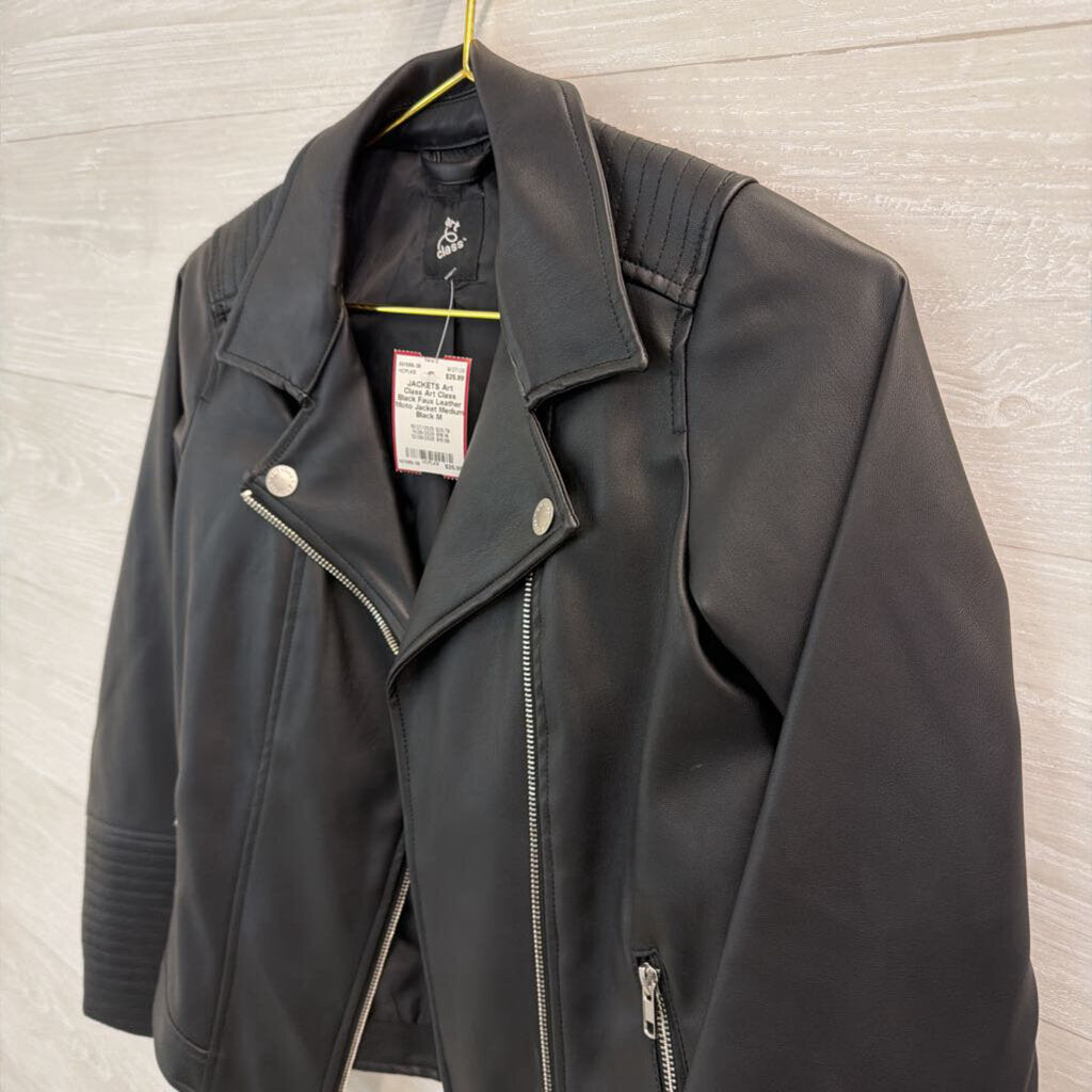 Art Class Black Faux Leather Moto Jacket Medium