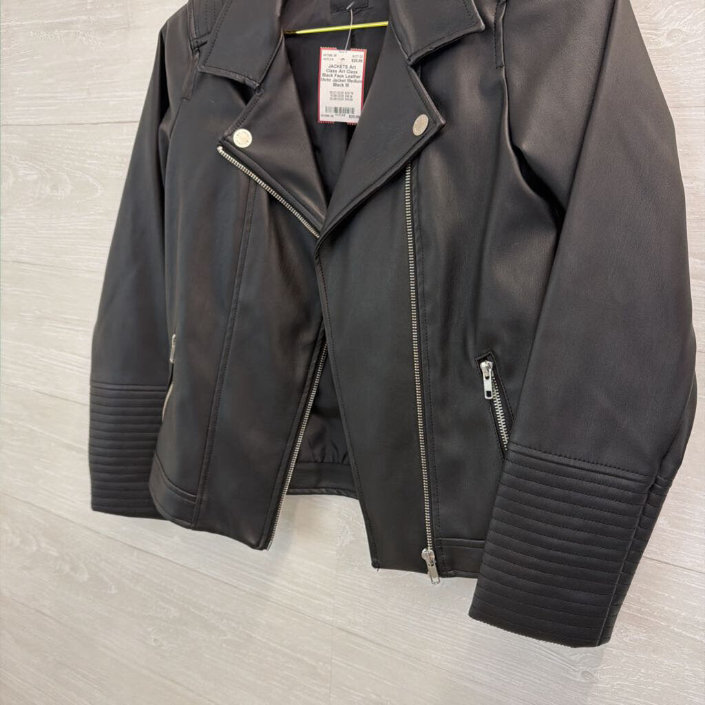 Art Class Black Faux Leather Moto Jacket Medium