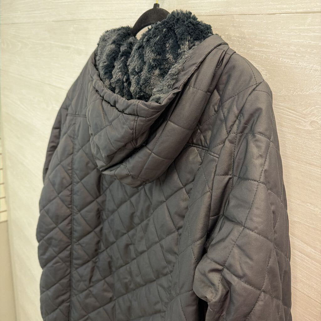 Columbia Black Quilted Fur Lined Jacket XXL