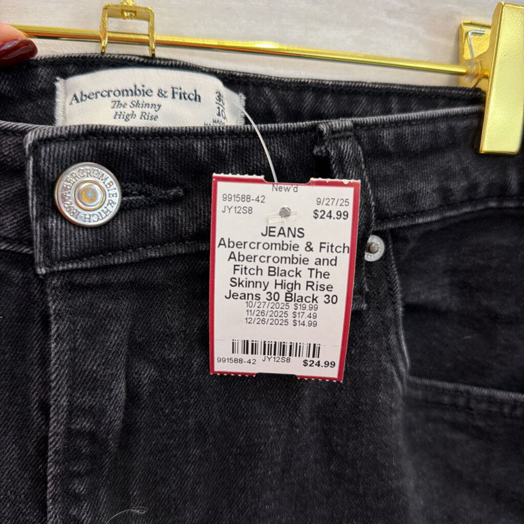 Abercrombie and Fitch Black The Skinny High Rise Jeans 30
