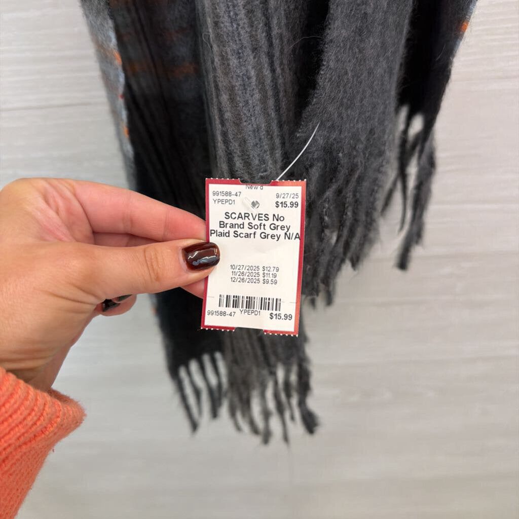 Soft Grey Plaid Scarf