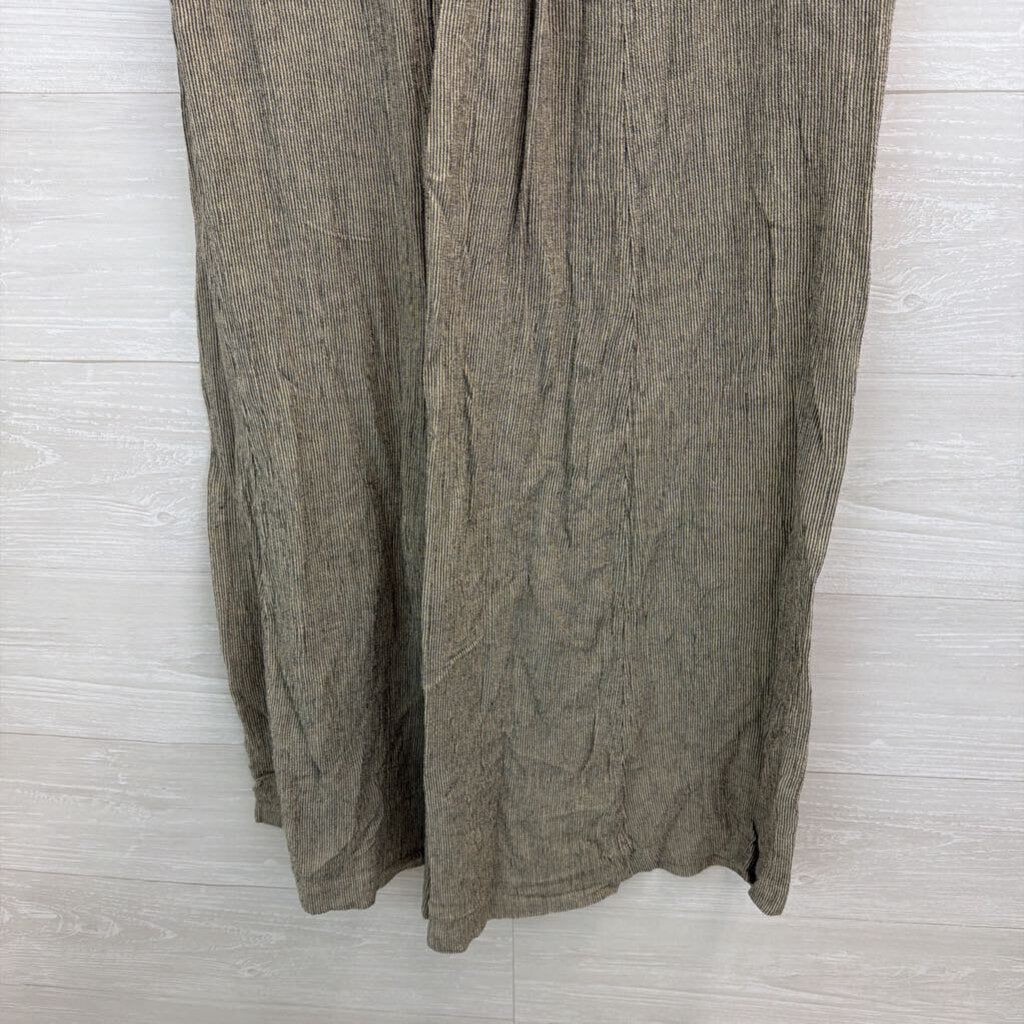 Coldwater Creek Black/ Beige Striped Short Sleeve Midi Dress Small