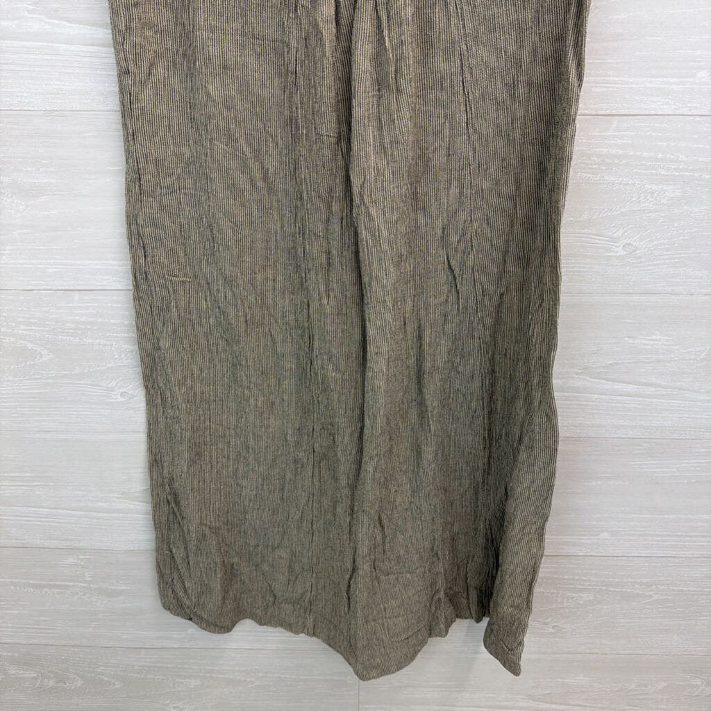 Coldwater Creek Black/ Beige Striped Short Sleeve Midi Dress Small