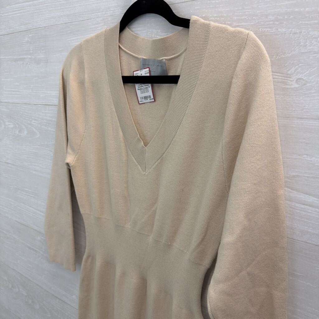 Modern Citizens Cream Knit Long Sleeve Sweater Dress Medium