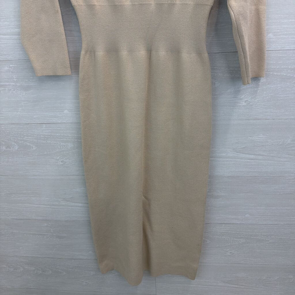 Modern Citizens Cream Knit Long Sleeve Sweater Dress Medium