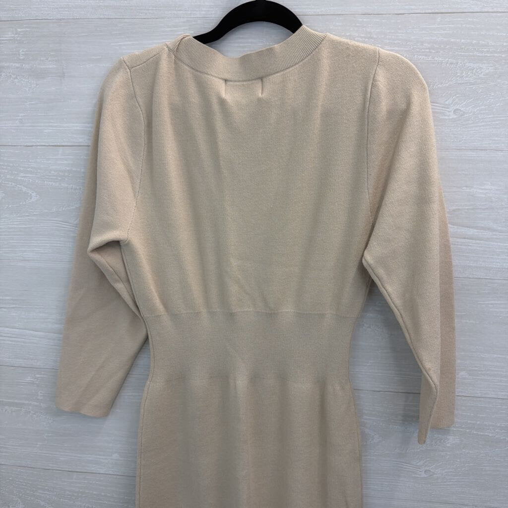 Modern Citizens Cream Knit Long Sleeve Sweater Dress Medium