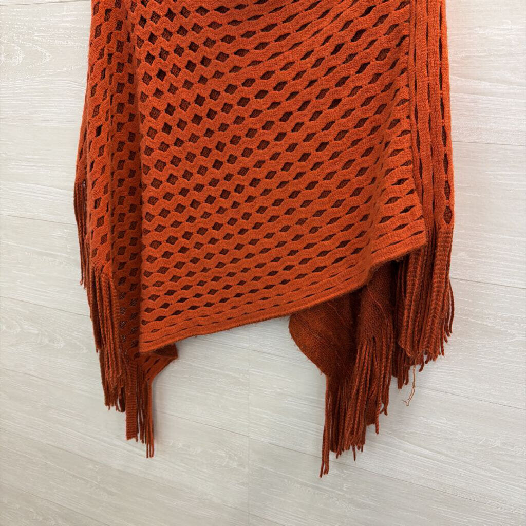 Orange Knit Over The Shoulder Wrap Top Sweater One Size