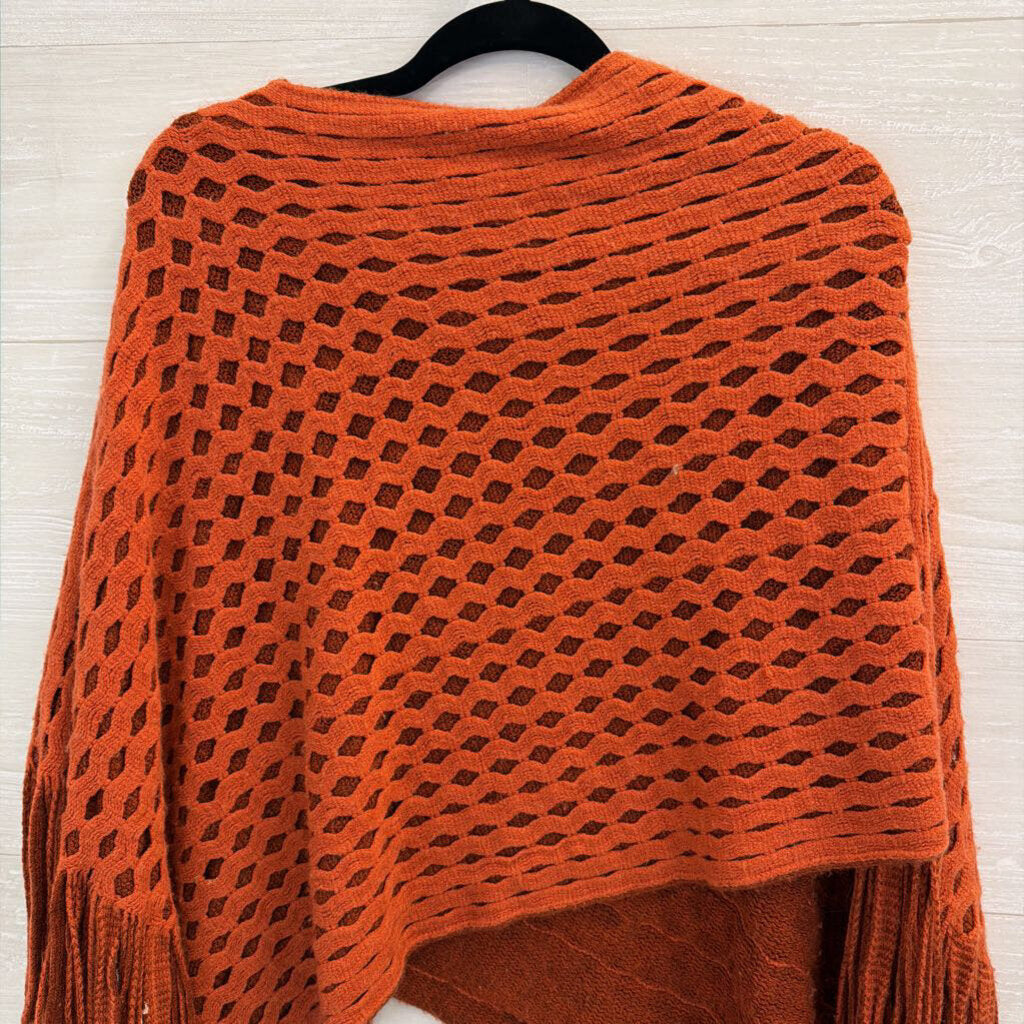Orange Knit Over The Shoulder Wrap Top Sweater One Size