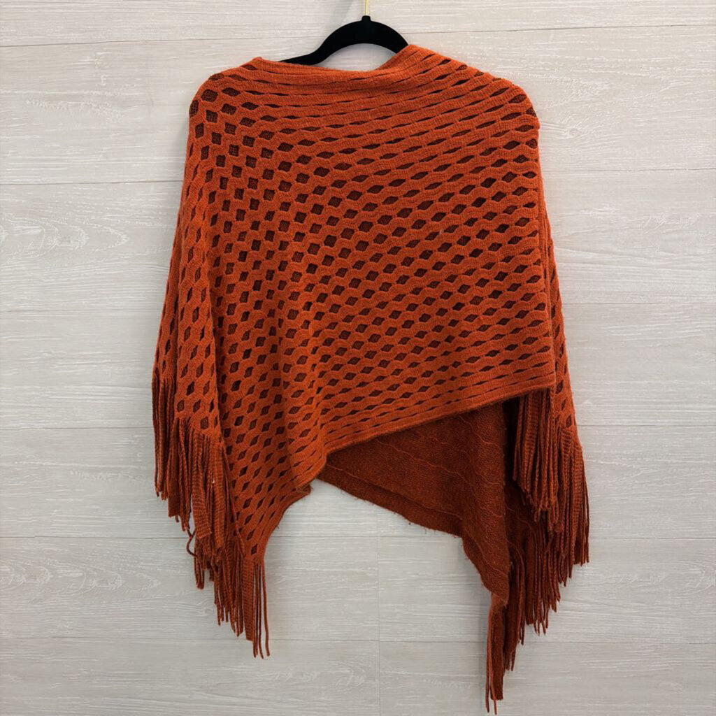 Orange Knit Over The Shoulder Wrap Top Sweater One Size