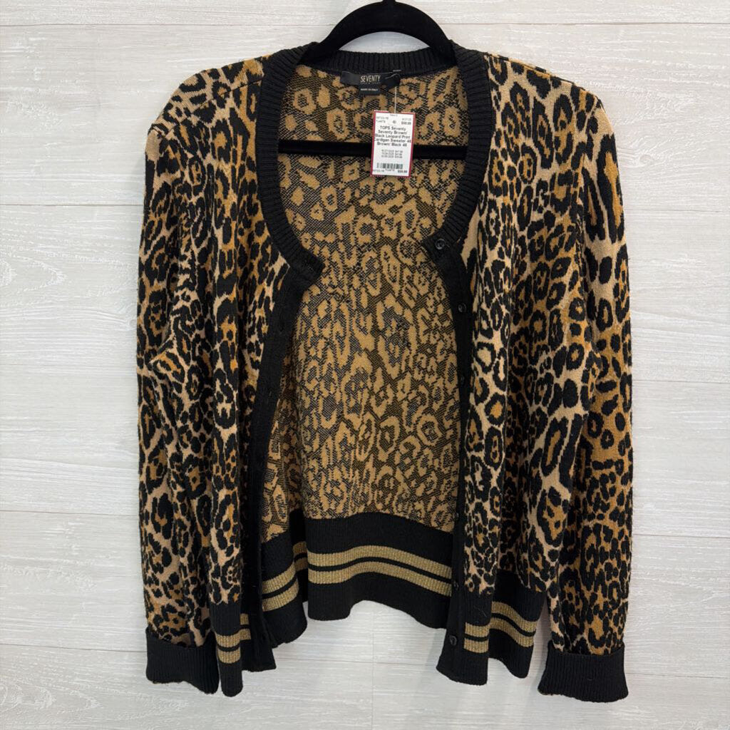 Seventy Brown/ Black Leopard Print Cardigan Sweater 46