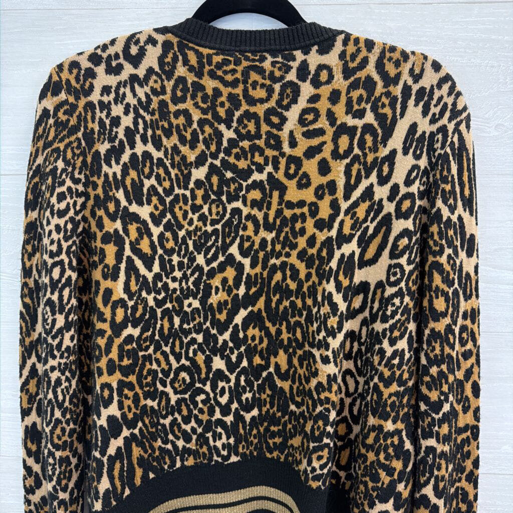 Seventy Brown/ Black Leopard Print Cardigan Sweater 46