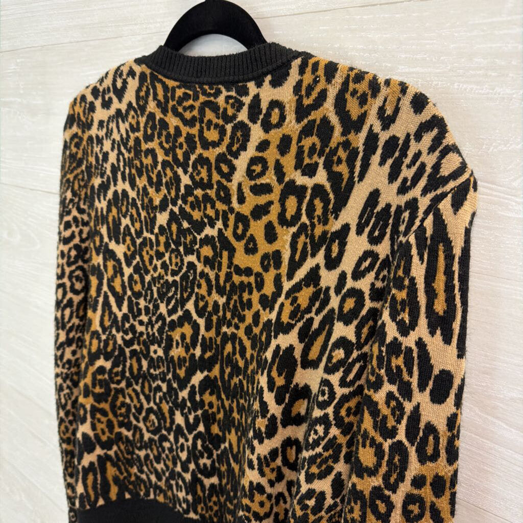 Seventy Brown/ Black Leopard Print Cardigan Sweater 46