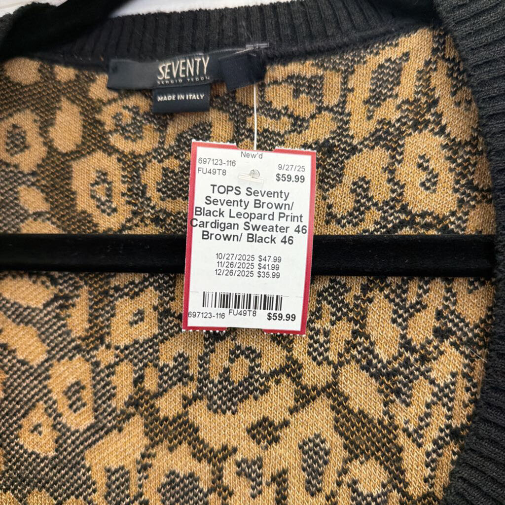 Seventy Brown/ Black Leopard Print Cardigan Sweater 46