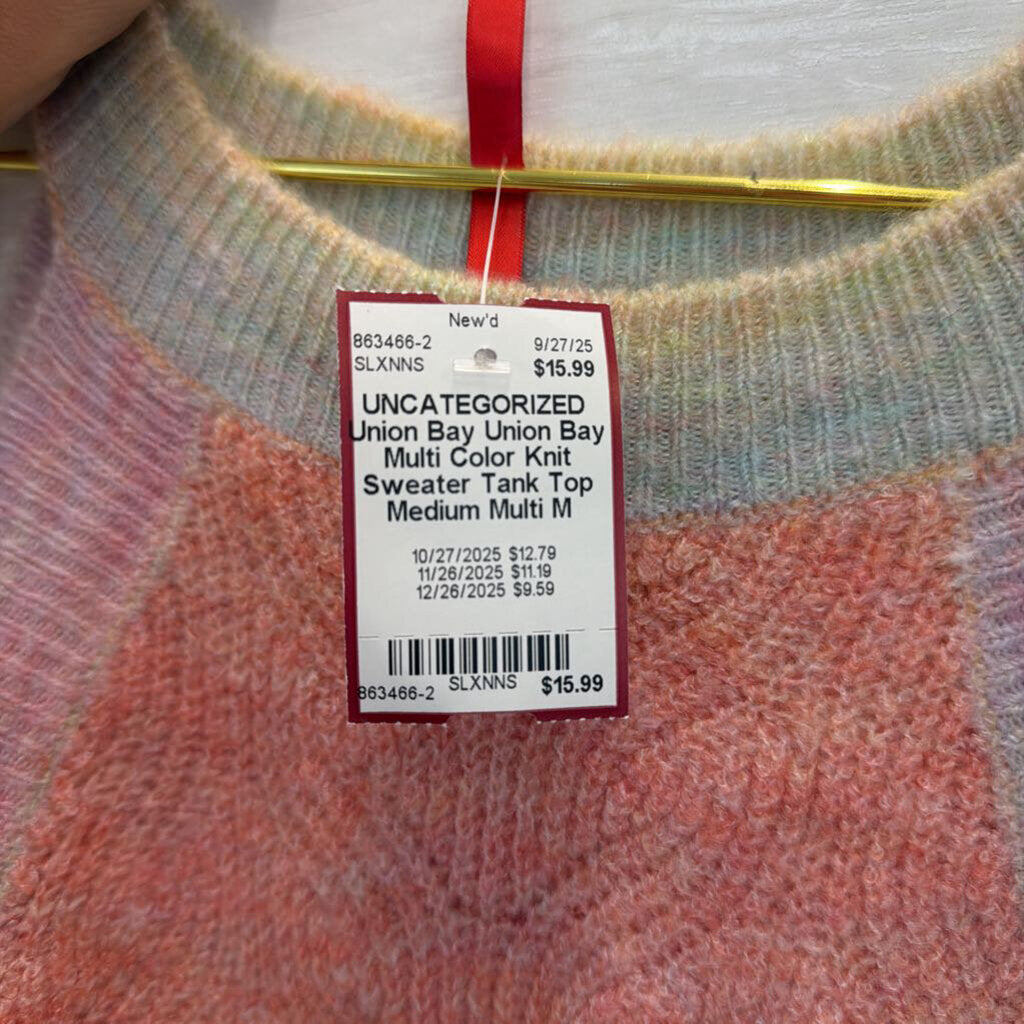 Union Bay Multi Color Knit Sweater Tank Top Medium