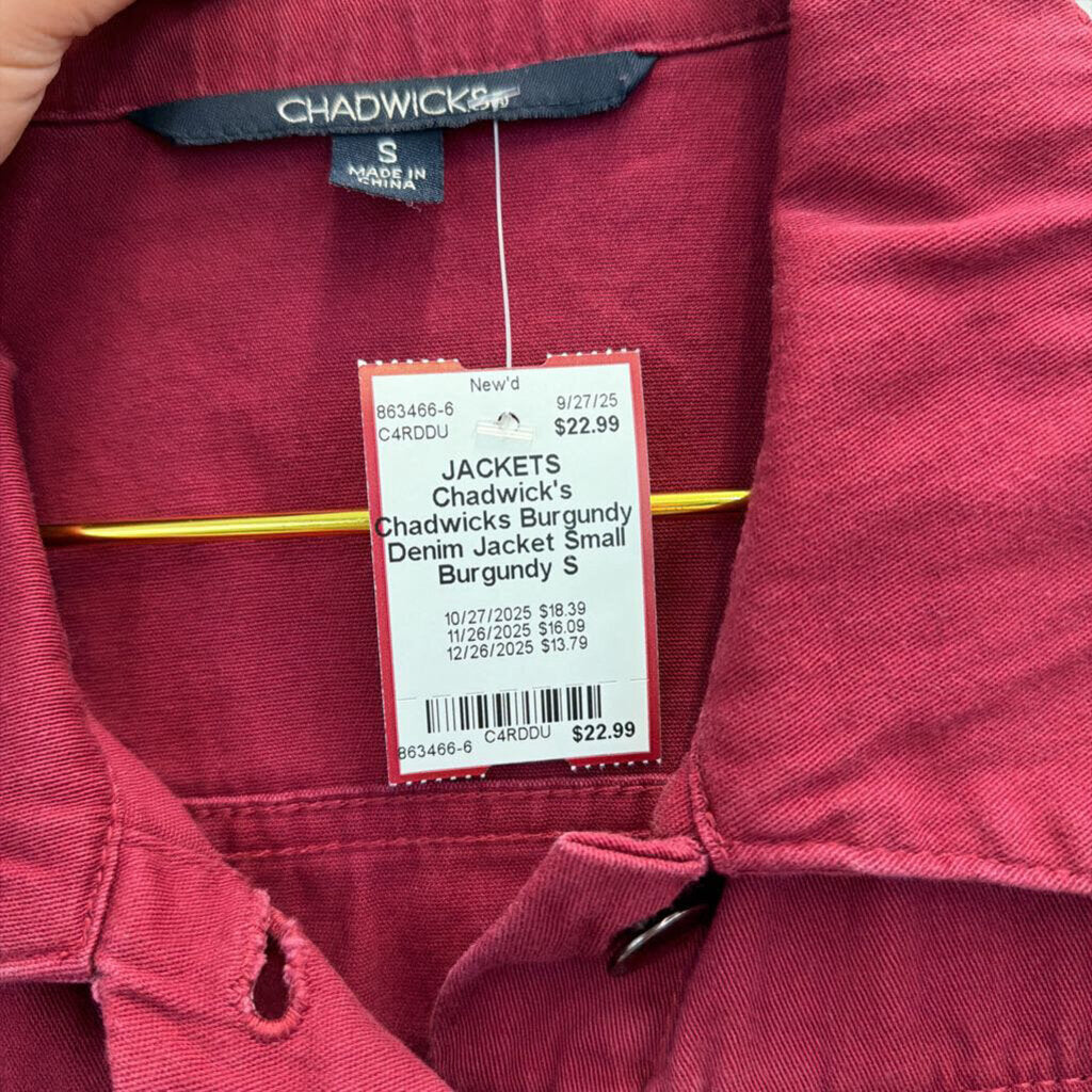 Chadwicks Burgundy Denim Jacket Small