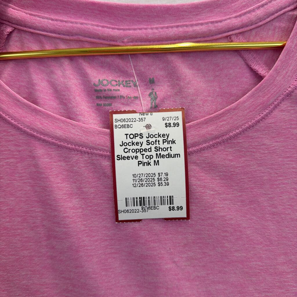 Jockey Soft Pink Cropped Short Sleeve Top Medium